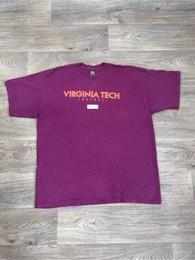 Vintage Y2K Nike Virginia Tech Football Tee - Maroon with Orange Logo/A416